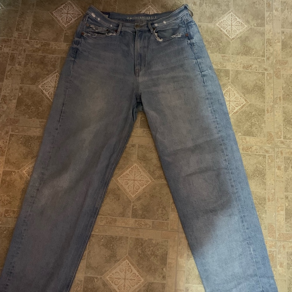 AE highest waist baggy straight jeans